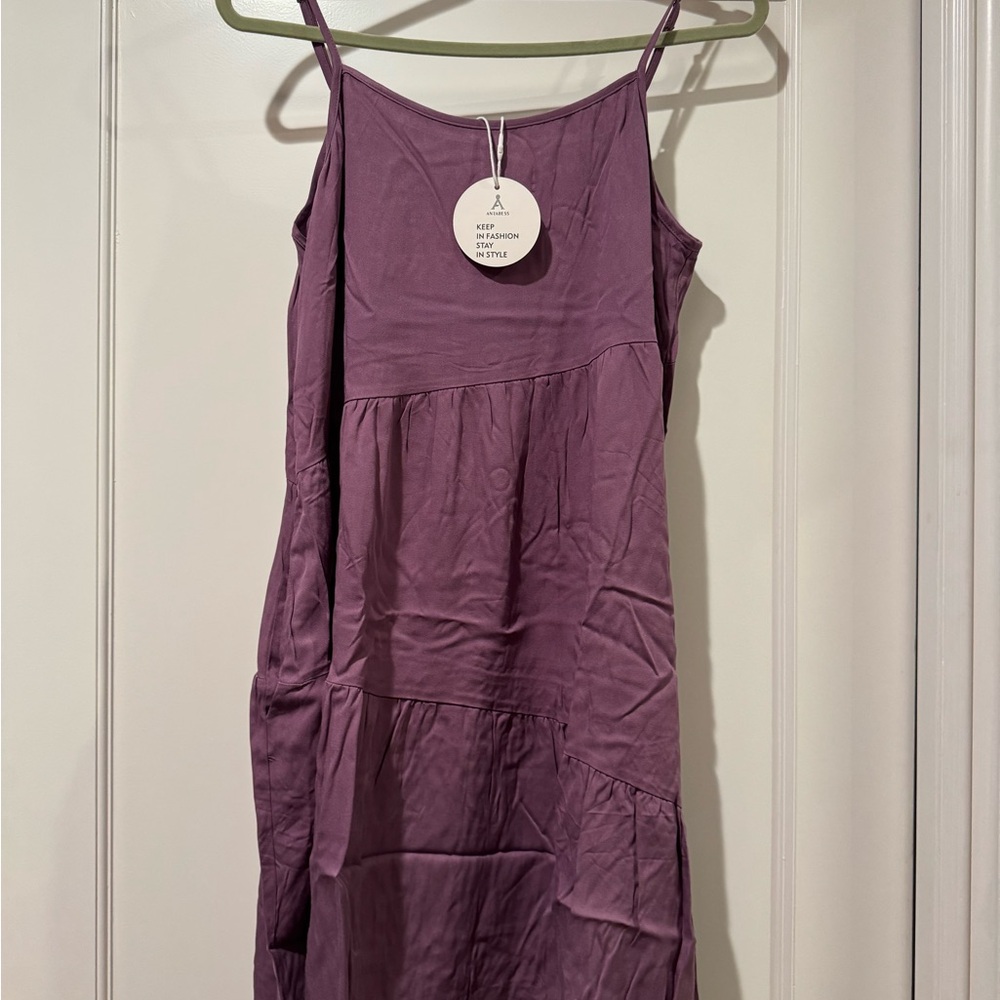 Anrabess Purple Spaghetti Strap Dress